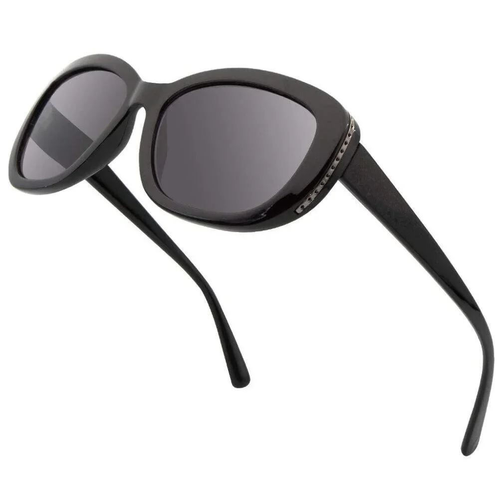 VITENZI Full Reader‎ Sunglasses for Women Vintage Tinted Venice in Black +2.75